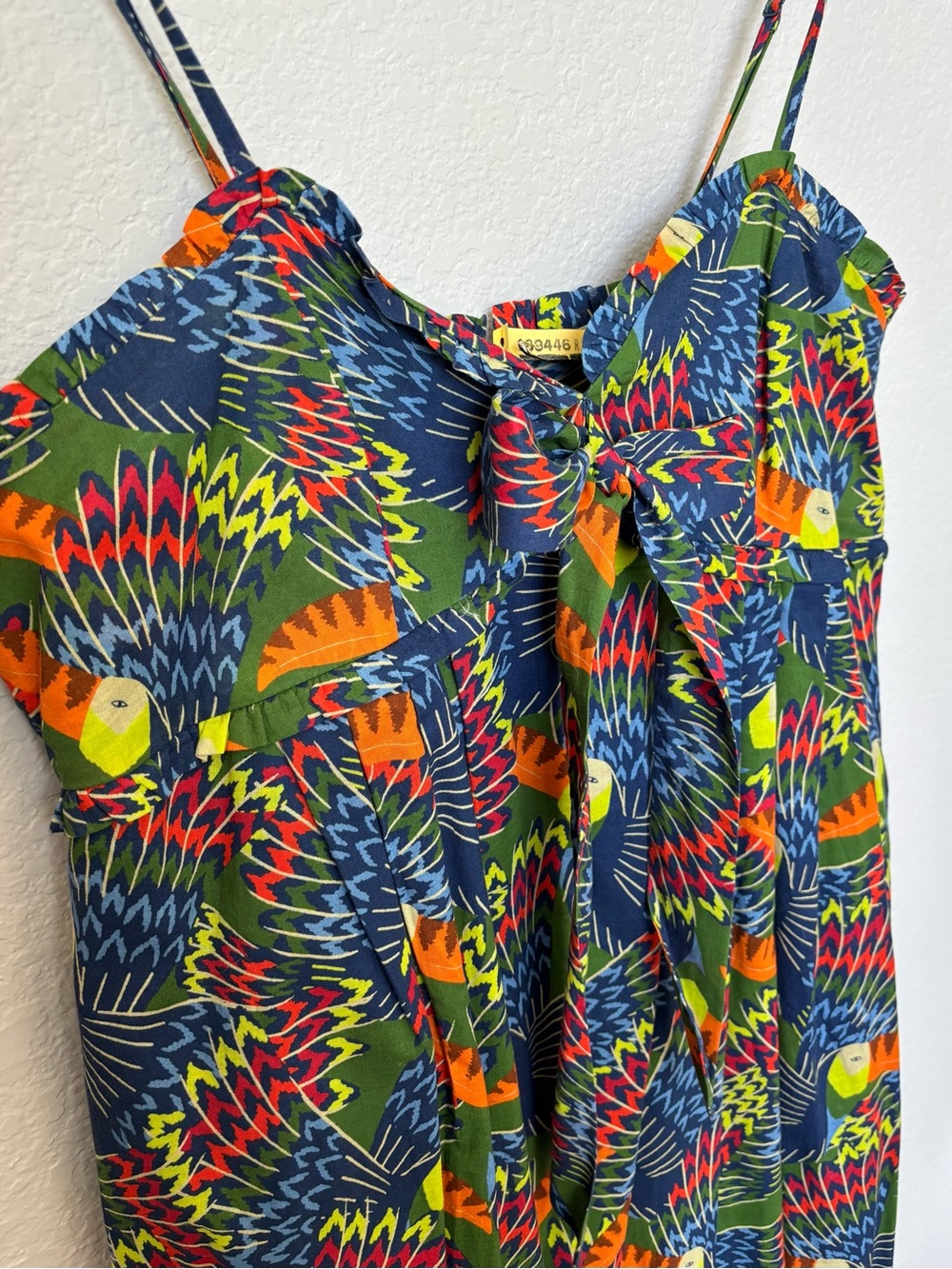 FARM Rio x Anthropologie Tropical Toucan Bird Print Cotton Tiered Maxi Dress L - Picture 4 of 5